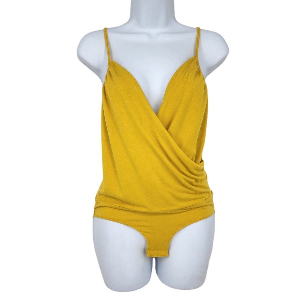 J. Crew Drapey Wrap Front Sleeveless Cami Bodysuit In Yellow Size Small